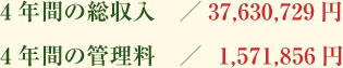 4年間の総収入と管理料